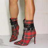 Funki Buys | Boots | Women's High Plaid Platform Ankle Boots