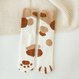 Funki Buys | Socks | Unisex Fuzzy Warm Paw Print Socks 6 Pcs