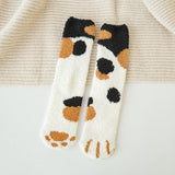 Funki Buys | Socks | Unisex Fuzzy Warm Paw Print Socks 6 Pcs