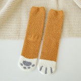 Funki Buys | Socks | Unisex Fuzzy Warm Paw Print Socks 6 Pcs