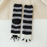 Funki Buys | Socks | Unisex Fuzzy Warm Paw Print Socks 6 Pcs