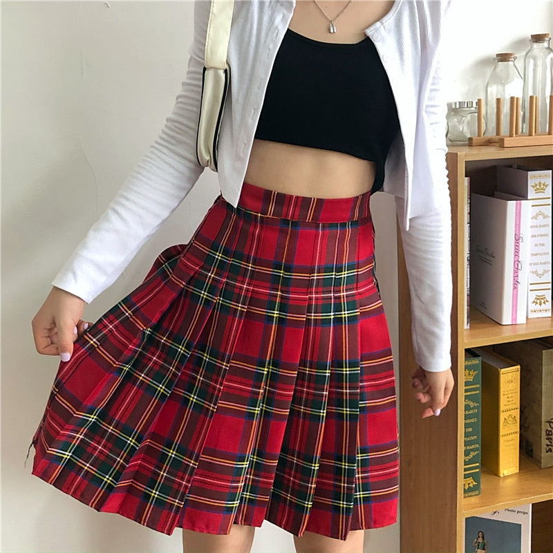 Plaid pleated skirt shop 4xl