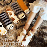 Funki Buys | Socks | Unisex Fuzzy Warm Paw Print Socks 6 Pcs