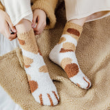 Funki Buys | Socks | Unisex Fuzzy Warm Paw Print Socks 6 Pcs