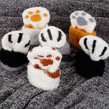 Funki Buys | Socks | Unisex Fuzzy Warm Paw Print Socks 6 Pcs