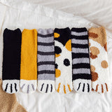 Funki Buys | Socks | Unisex Fuzzy Warm Paw Print Socks 6 Pcs