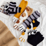 Funki Buys | Socks | Unisex Fuzzy Warm Paw Print Socks 6 Pcs