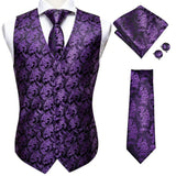 Funki Buys | Vests | Men's 4 Pcs Luxury Royal Purple Tie Vest Set