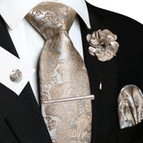 Funki Buys | Neckties | Men's 5pcs Silk Floral Champagne Tie Set