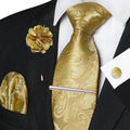 Funki Buys | Neckties | Men's 5 Pcs Floral Gold Tie Set
