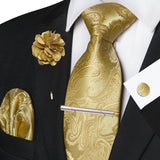 Funki Buys | Neckties | Men's 5 Pcs Floral Gold Tie Set