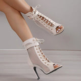 Funki Buys | Boots | Women's Mesh Lace Up Buckle Ankle Boots
