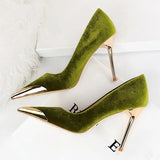 Funki Buys | Shoes | Women's Velvet Stilettos Metal Toe Heel