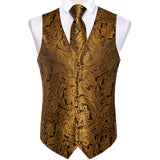 Funki Buys | Vests | Men's 4 Pcs Luxury Gold Silk Tie Vest Set