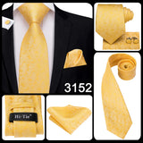 Funki Buys | Neckties | Men's Classic 3 Pcs Yellow Gold Tie Set