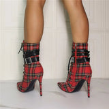 Funki Buys | Boots | Women's Tartan Platform Ankle Boots | Plaid Boots