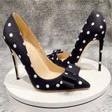 Funki Buys | Shoes | Women's Silk Polka Dot Bow Knot Heels