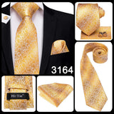 Funki Buys | Neckties | Men's Classic 3 Pcs Yellow Gold Tie Set