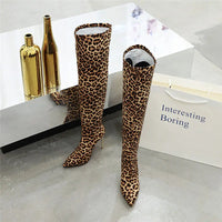 Funki Buys | Boots | Women's Cloth Leopard Print Stiletto Boots