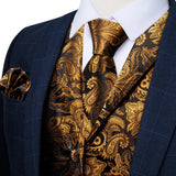 Funki Buys | Vests | Men's 4 Pcs Formal Silk Paisley Tie Vest Set
