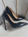 Funki Buys | Shoes | Women's Patent Black Studded Stilettos