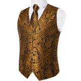 Funki Buys | Vests | Men's 4 Pcs Luxury Gold Silk Tie Vest Set