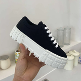 Funki Buys | Shoes | Women's Thick Heeled Canvas Sneakers