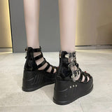 Funki Buys | Shoes | Women's Buckle Platform Sandals | Gothic Wedges
