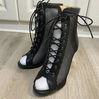 Funki Buys | Boots | Women's Mesh Peep Toe Stiletto Booties