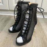 Funki Buys | Boots | Women's Mesh Peep Toe Stiletto Booties