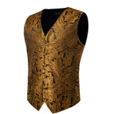 Funki Buys | Vests | Men's 4 Pcs Luxury Gold Silk Tie Vest Set