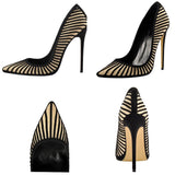 Funki Buys | Shoes | Women's Classic Black Striped Stiletto Pumps