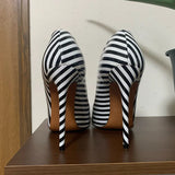 Funki Buys | Shoes | Women's Luxury Striped High Heel Stilettos