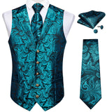 Funki Buys | Vests | Men's 4 Pcs Formal Silk Paisley Tie Vest Set