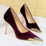 Funki Buys | Shoes | Women's Velvet Stilettos Metal Toe Heel