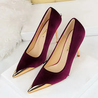 Funki Buys | Shoes | Women's Velvet Stilettos Metal Toe Heel