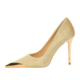 Funki Buys | Shoes | Women's Velvet Stilettos Metal Toe Heel