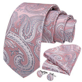 Funki Buys | Neckties | Men's Stylish 3 Pcs Pink Paisley Tie Set