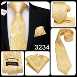 Funki Buys | Neckties | Men's Classic 3 Pcs Yellow Gold Tie Set