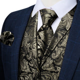 Funki Buys | Vests | Men's 4 Pcs Formal Silk Paisley Tie Vest Set