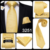 Funki Buys | Neckties | Men's Classic 3 Pcs Yellow Gold Tie Set