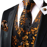 Funki Buys | Vests | Men's 4 Pcs Luxury Golden Silk Tie Vest Set
