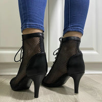 Funki Buys | Boots | Women's Mesh Peep Toe Stiletto Booties