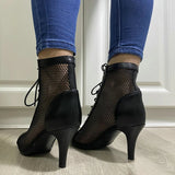 Funki Buys | Boots | Women's Mesh Peep Toe Stiletto Booties