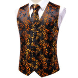 Funki Buys | Vests | Men's 4 Pcs Luxury Golden Silk Tie Vest Set