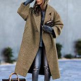 Funki Buys | Jackets | Women's Long Woolen Loose Overcoat