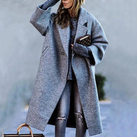 Funki Buys | Jackets | Women's Long Woolen Loose Overcoat