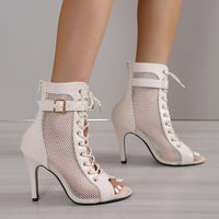 Funki Buys | Boots | Women's Mesh Lace Up Buckle Ankle Boots