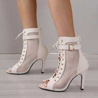 Funki Buys | Boots | Women's Mesh Lace Up Buckle Ankle Boots
