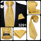 Funki Buys | Neckties | Men's Classic 3 Pcs Yellow Gold Tie Set
